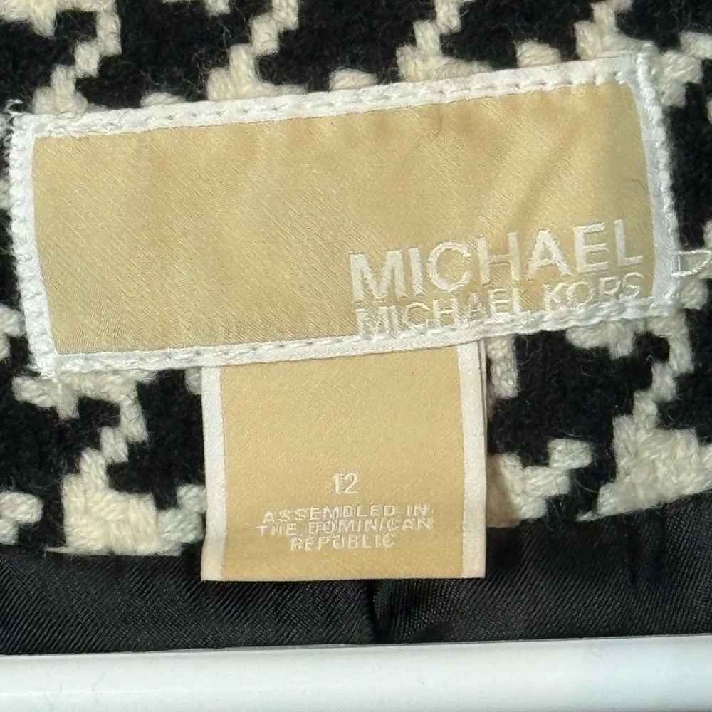 Michael by Michael Kors Wool Blend Houndstooth Women's Coat, sz 12